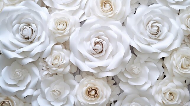 A bunch of white roses beautifully arranged. Perfect for wedding or event decorations