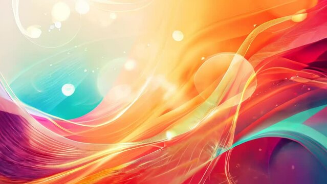Abstract colorful background with bokeh lights and waves. Vector illustration.