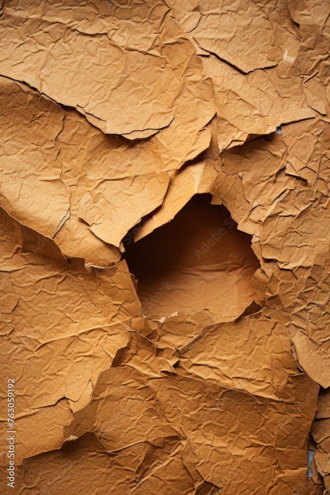 Poster a piece of brown paper with a hole, suitable for various design projects