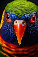 Naklejka premium Close up of a colorful bird's face, perfect for nature and wildlife themes
