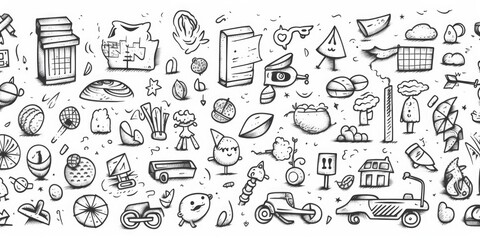 Collection of doodle drawings suitable for various design projects