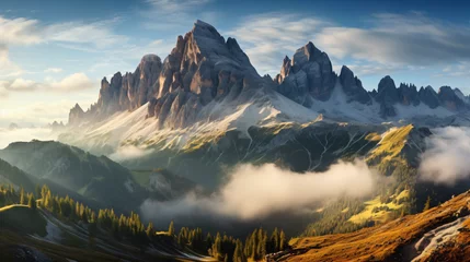 Foto op Plexiglas Panorama of the Seekofel and Durrenstein mountain  © Cybonix