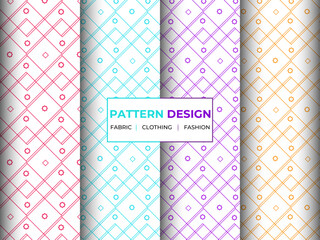 Geometric floral set of seamless patterns. white vector backgrounds. Simple illustrations