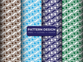 Geometric floral set of seamless patterns. white vector backgrounds. Simple illustrations