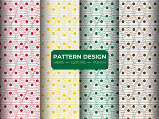 Geometric floral set of seamless patterns. white vector backgrounds. Simple illustrations