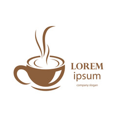 logo design of hot coffee in a glass with smoke