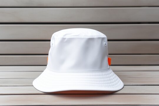 White hat placed on wooden surface, versatile image for various concepts