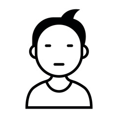 black vector male character icon white background