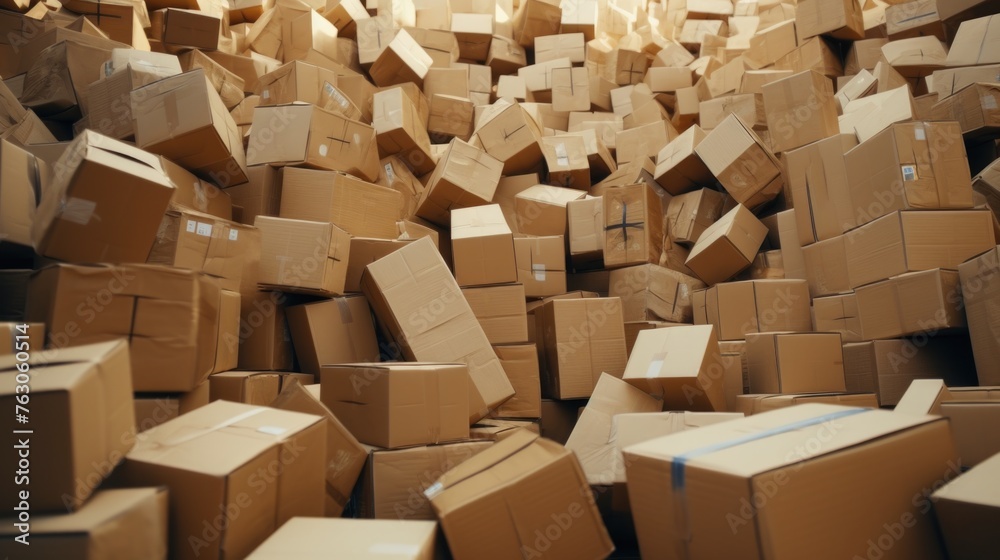 Aufkleber a large pile of cardboard boxes. perfect for shipping and storage concepts