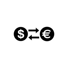 Exchange Euro and Dollar flat vector icon. Simple solid symbol isolated on white background