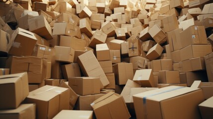 A large pile of cardboard boxes. Perfect for shipping and storage concepts