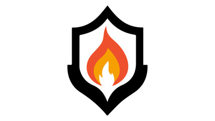 illustration of a fire in shield, flame in shield illustration in vector