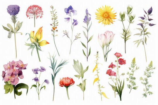 Colorful flowers on a plain white backdrop, perfect for various design projects