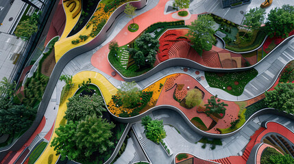 Obraz premium Aerial View of Vibrant Landscape Architecture