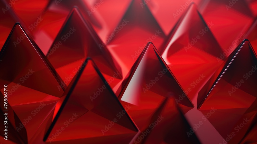 Poster red pyramids displayed in a room, suitable for educational or geometric concepts