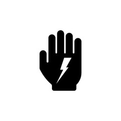 Stop Hand. High Voltage flat vector icon. Simple solid symbol isolated on white background