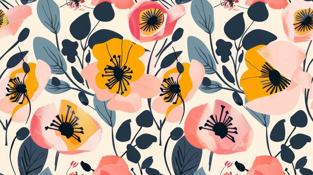 Floral abstract, seamless patterns