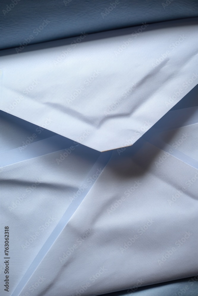 Poster close up of a white envelope on a table. perfect for business or communication concepts