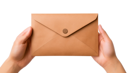 Hand holding envelope isolated on transparent background Remove png, Clipping Path, pen tool