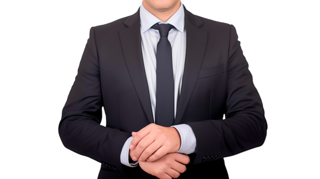 Portrait of a businessman on transparent/white background.

