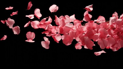 Beautiful pink petals flying gracefully in the air, perfect for romantic or spring-themed designs