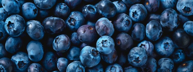 Blueberry closeup background, template for banner background. Food texture - obrazy, fototapety, plakaty
