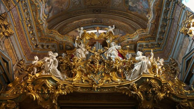 Rome, Italy - February 14, 2024: The marvelous interior from the Church of Santa Maria Maddalena