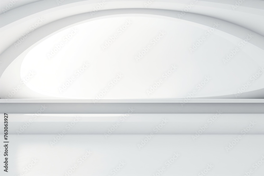 Poster an empty white room with a curved ceiling, suitable for various interior design concepts