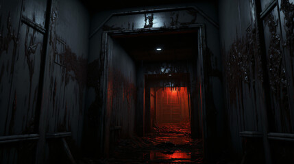 Fototapeta na wymiar Scary game computer gameplay screen underground