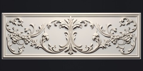 Elegant decorative panel with intricate flowers and vines on a black background. Perfect for interior design projects