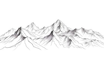 Detailed drawing of a majestic mountain range. Perfect for nature and travel themes