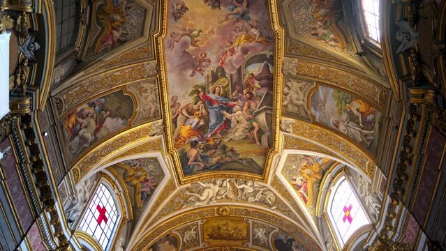 Rome, Italy - February 14, 2024: The marvelous interior from the Church of Santa Maria Maddalena