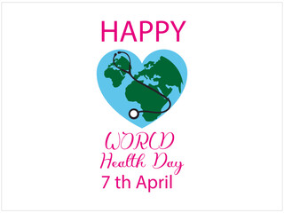 Unfocused health day with stethoscope card design,World health day concept poster,