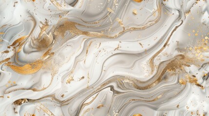 Luxury Gold marble design with nature floral. Seamless pattern