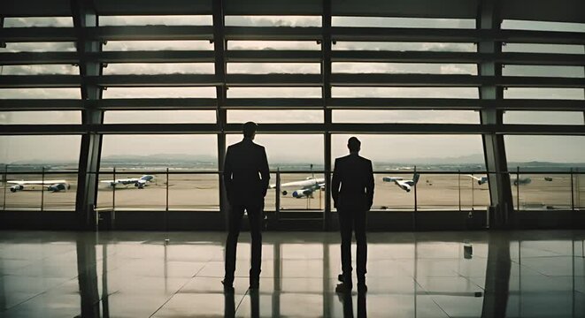 Business people in an airport.