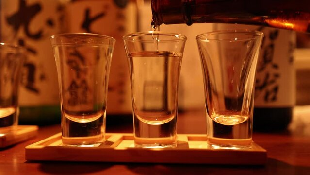 Pouring Sake into Glasses Sequence