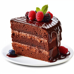 piece of chocolate cake with strawberry