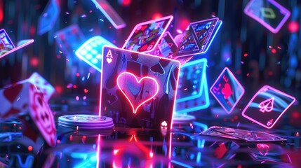 Neon light Cards Wallpaper