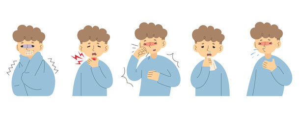 Symptoms 6 cute on a white background, vector illustration.