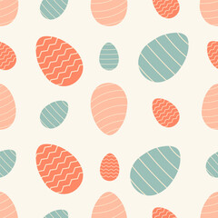 Seamless patterns with Easter eggs. Traditional religious Easter symbols. Template for fabric, wallpaper, wrapping paper