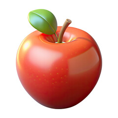 Red apple with leaf isolated on white background. 3d illustration.