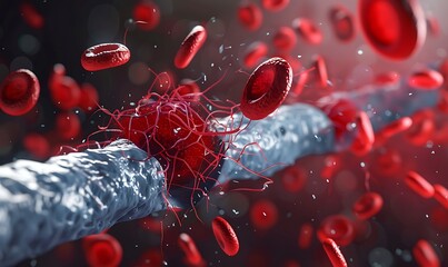 Visualizing Blood Clot Formation in Veins. Platelets, Fibrin, and Red Blood Cells