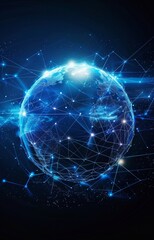 Globe with global connection lines and lights. Worldwide technology concept.