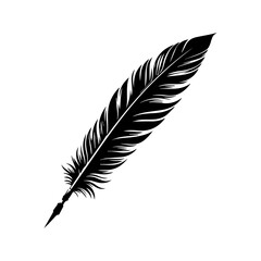 a silhouette of a quill on white background