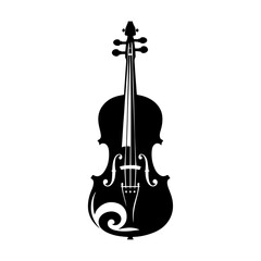 Fototapeta premium a black silhouette of a violin on a white background