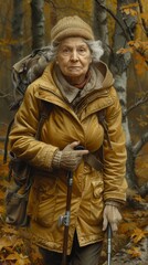 Obraz premium An elderly Latina artist, in a suit that carries the colors of her canvases, her life a masterpiece of resilience