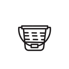 bucket catch fish line icon