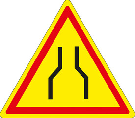 Panneau de signalisation temporaire français rétrécissement de la chaussée	