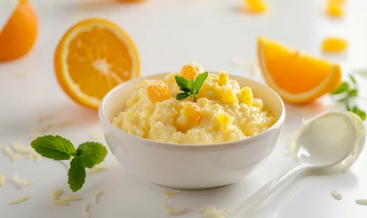 Tuinposter Appetizing Corn Porridge Enhanced with Orange © verticalia