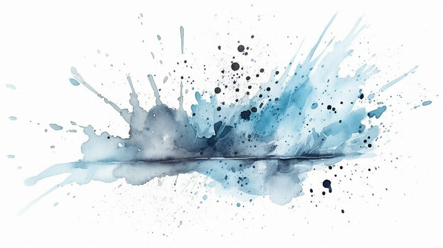 Pastel Blue Watercolor Splash on a White Background